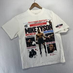 Mike Tyson Shirt Men's Large White Graphic Highlights Retro Streetwear Boxing